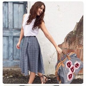Anthropologie Ranna Gill Aven plaid Midi Skirt